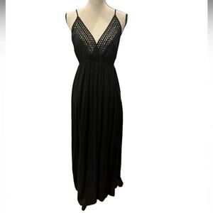 Victoria’s Secret maxi Dress black crochet strappy back beach/lounging Size S